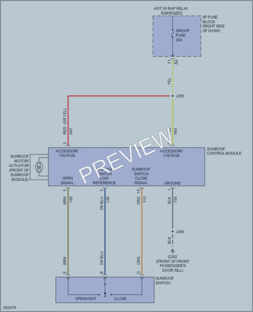 2009 Buick LaCrosse Power Top Sunroof wiring diagram preview