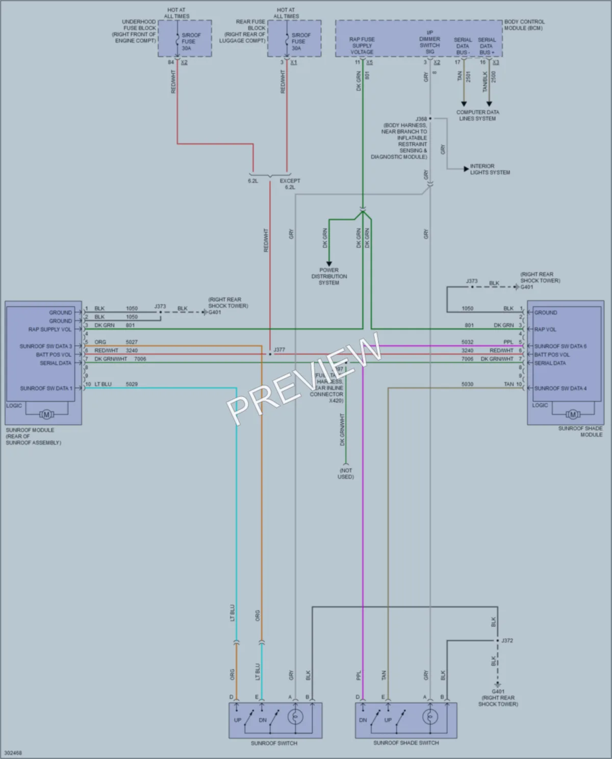 2009 Cadillac CTSV Power Top Sunroof wiring diagram preview