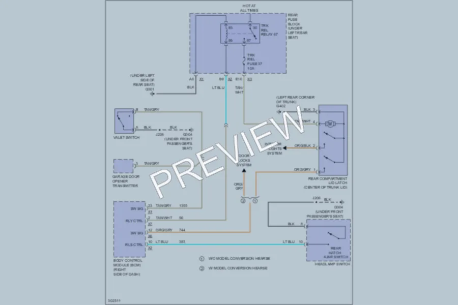 2009 Cadillac DTS Trunk Tailgate Fuel Door wiring diagram preview