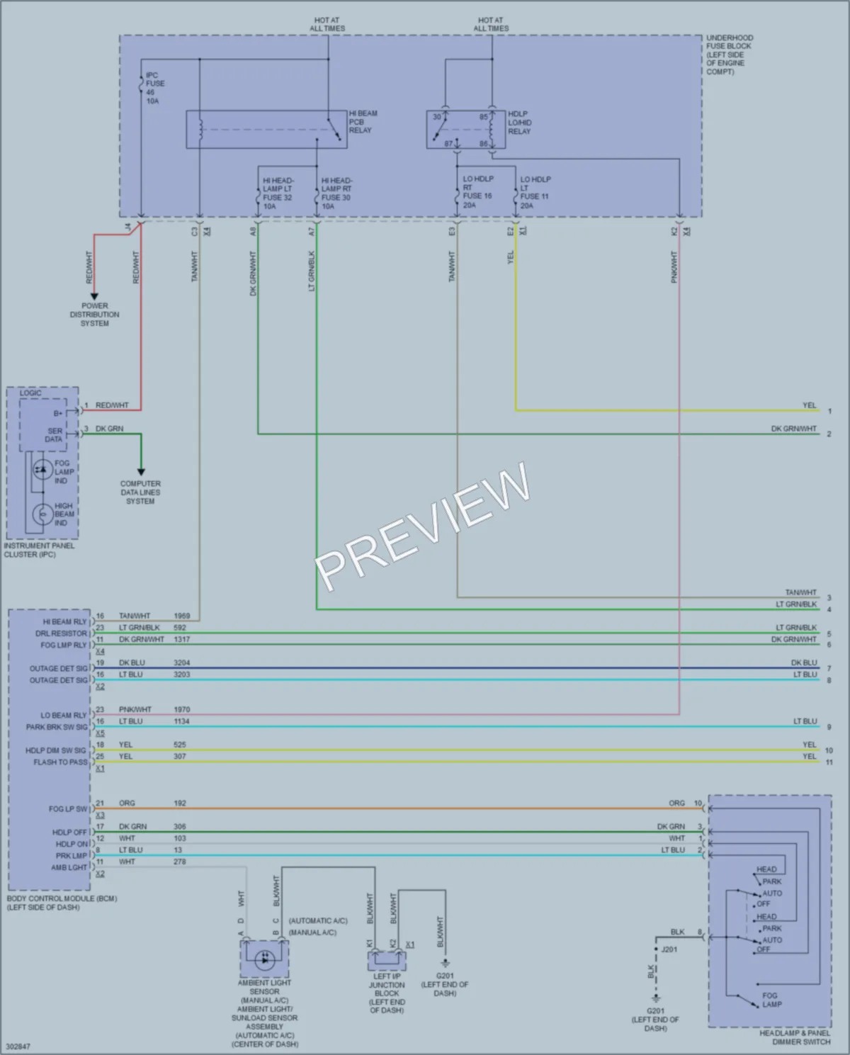 2009 Cadillac Escalade Headlights wiring diagram preview