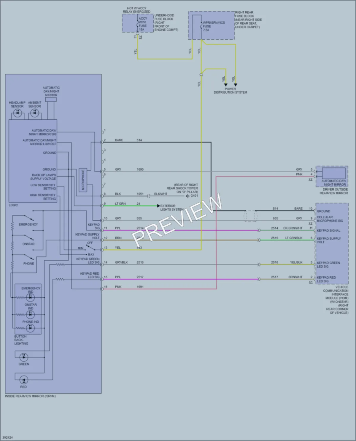 2009 Cadillac SRX Power Mirrors wiring diagram preview