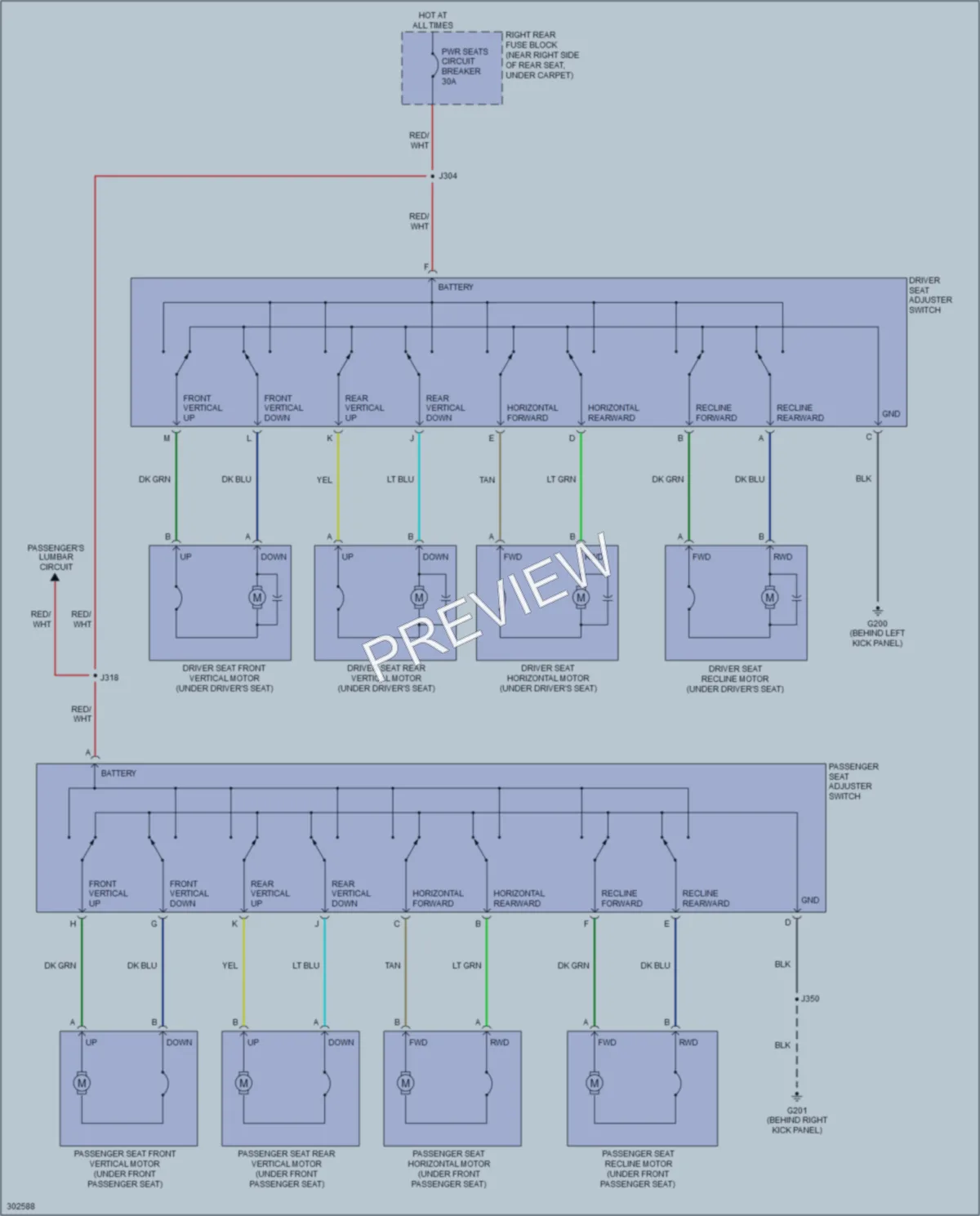 2009 Cadillac SRX Power Seats wiring diagram preview