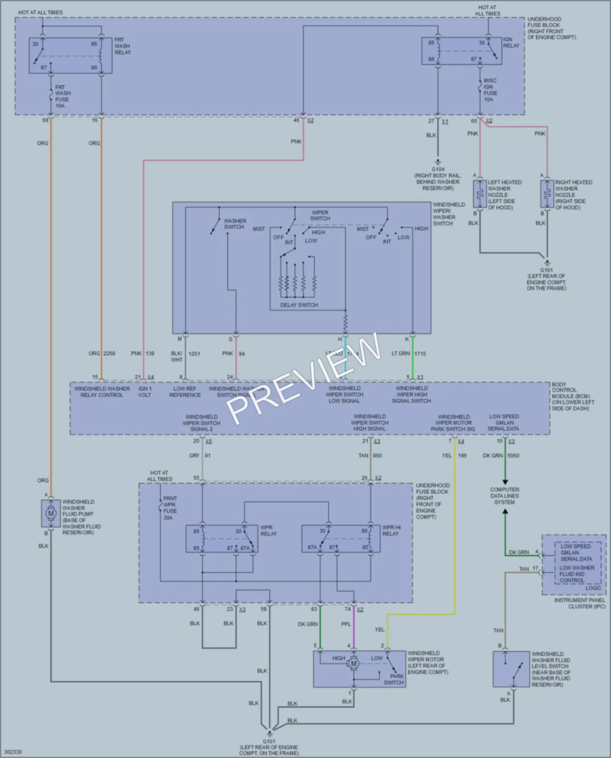 2009 Cadillac SRX Wiper Washer wiring diagram preview