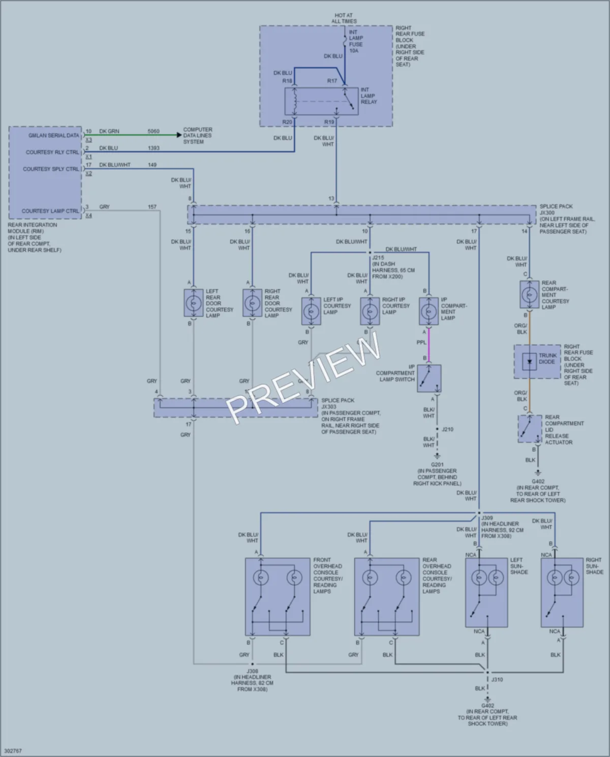 2009 Cadillac STS Interior Lights wiring diagram preview