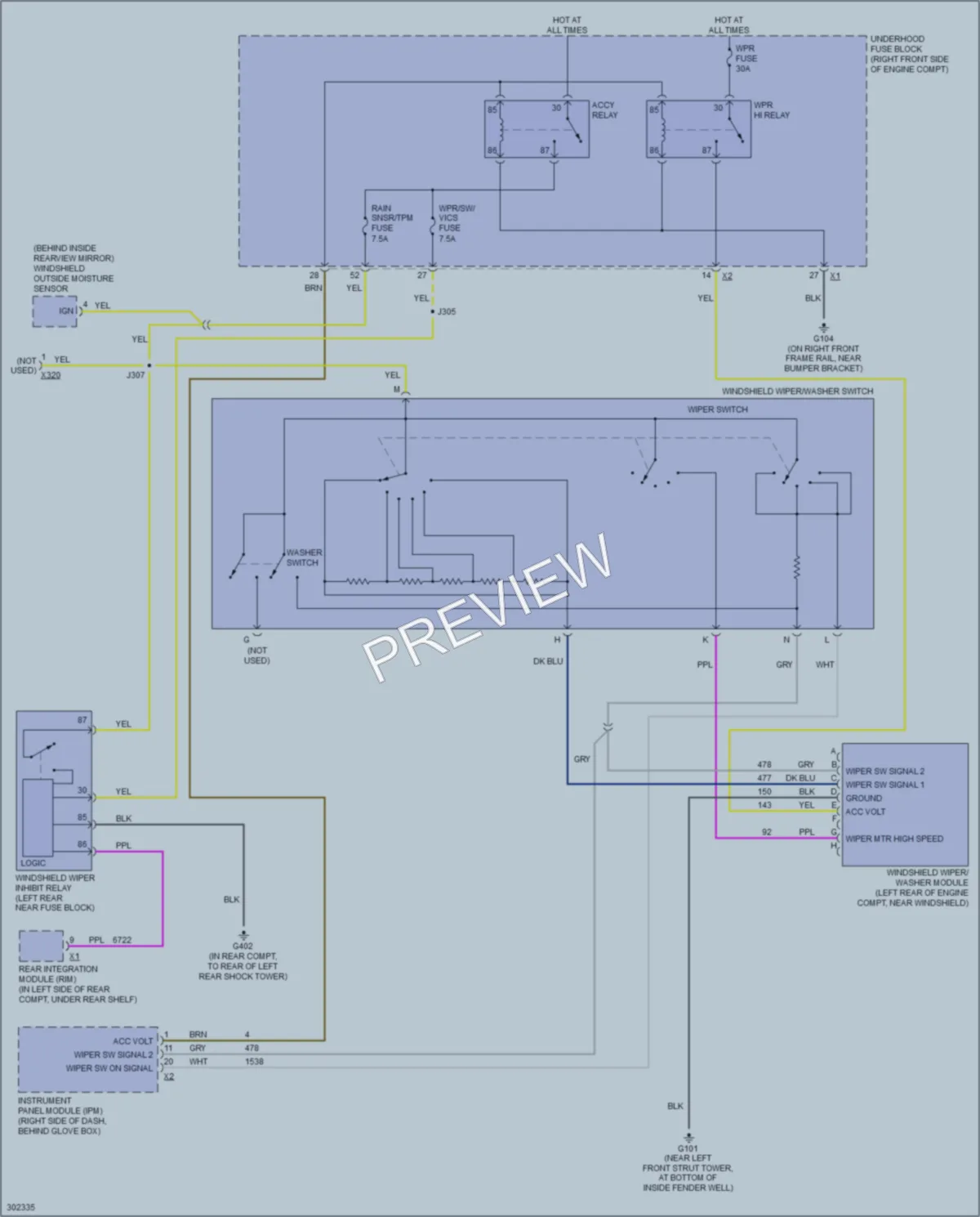 2009 Cadillac STSV Wiper Washer wiring diagram preview