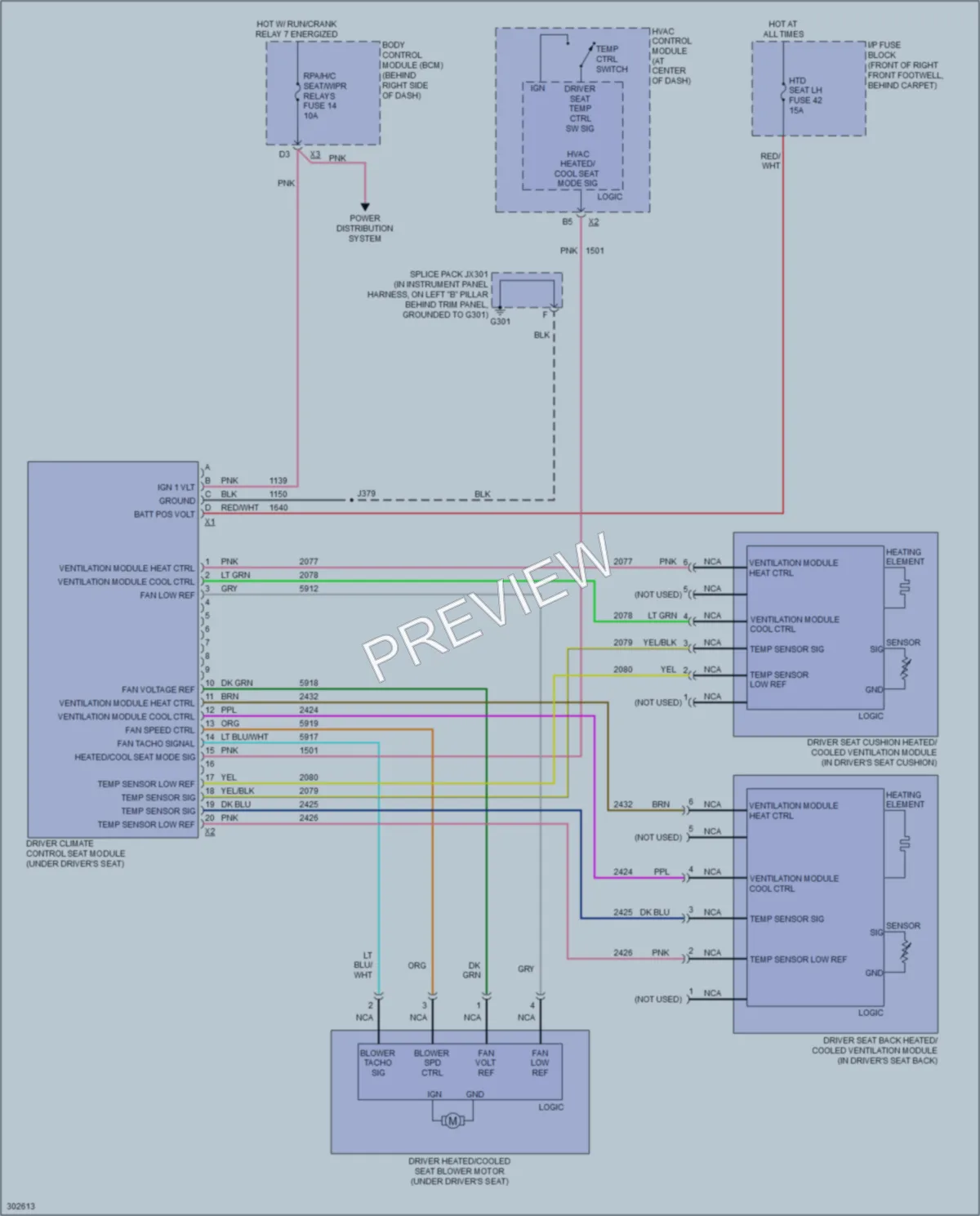 2009 Cadillac XLR Power Seats wiring diagram preview