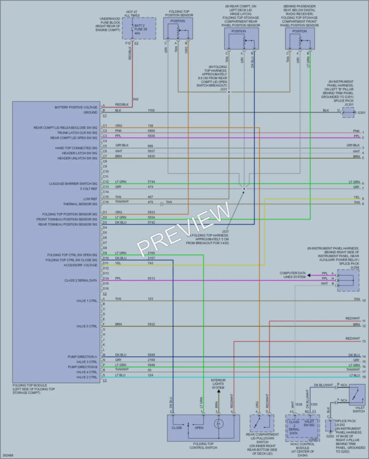 2009 Cadillac XLR Power Top Sunroof wiring diagram preview
