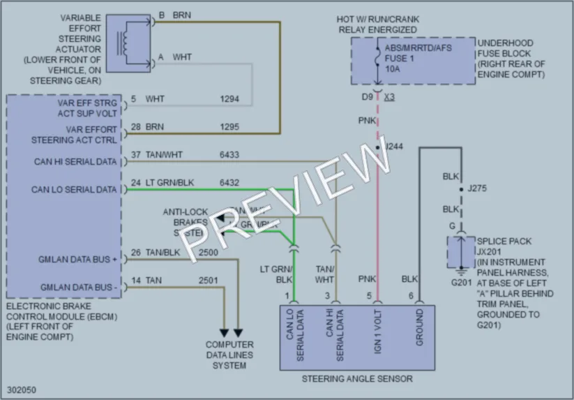 2009 Cadillac XLRV Electronic Power Steering wiring diagram preview