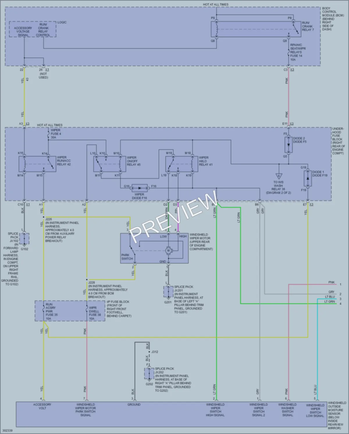 2009 Cadillac XLRV Wiper Washer wiring diagram preview