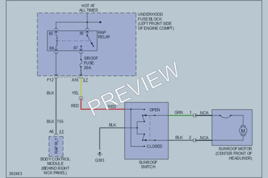 2009 Chevrolet Colorado Power Top Sunroof wiring diagram preview