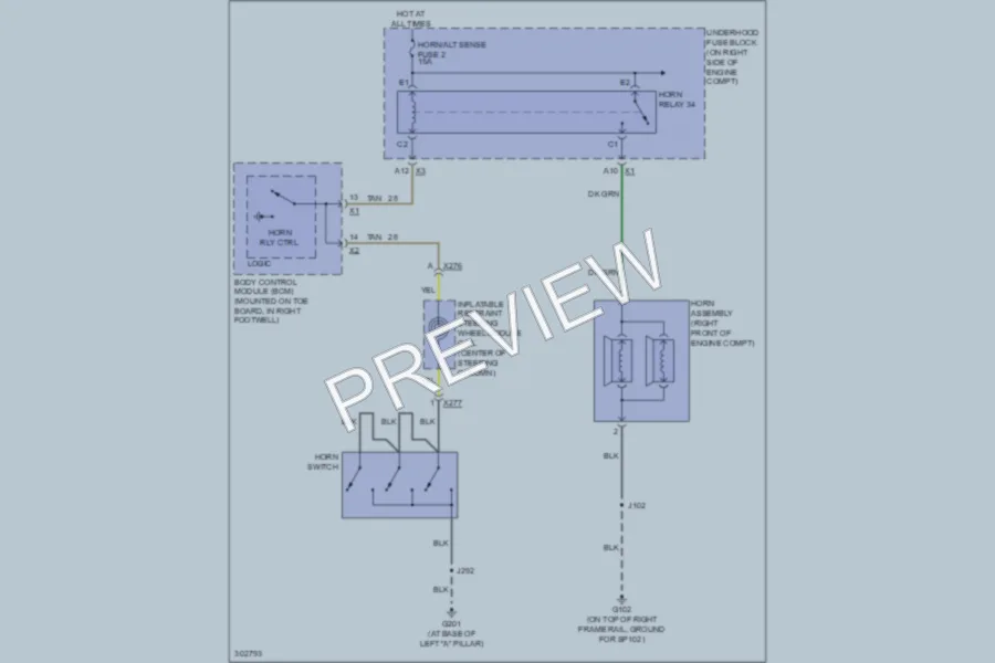 2009 Chevrolet Corvette Horn wiring diagram preview