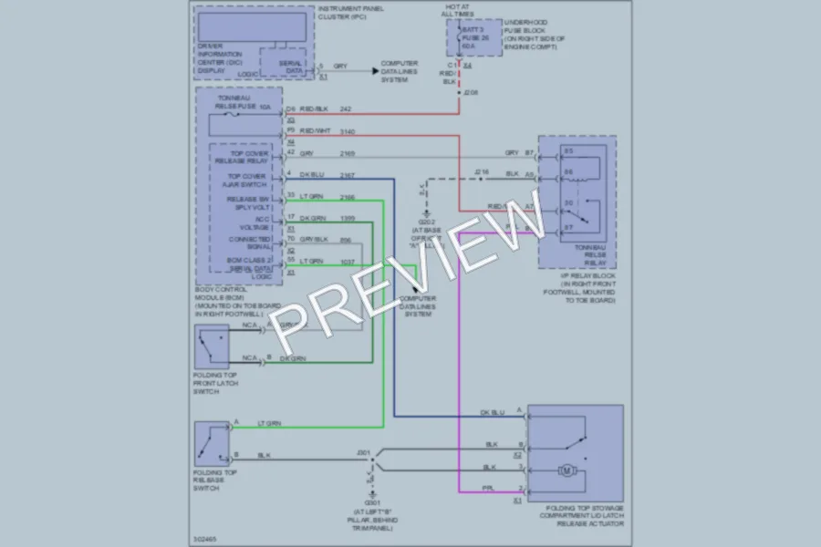 2009 Chevrolet Corvette Power Top Sunroof wiring diagram preview