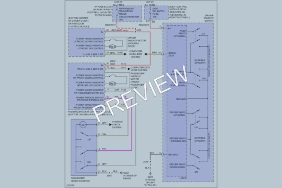 2009 Chevrolet Corvette Power Windows wiring diagram preview