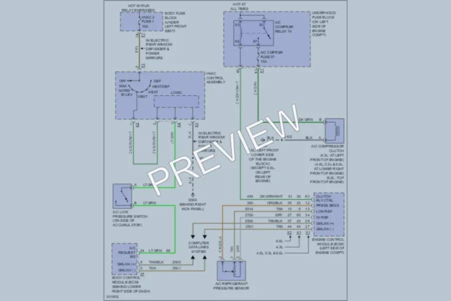 2009 Chevrolet G1500 Air Conditioning wiring diagram preview