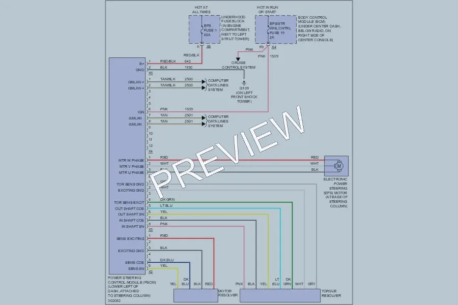 2009 Chevrolet HHR Electronic Power Steering wiring diagram preview