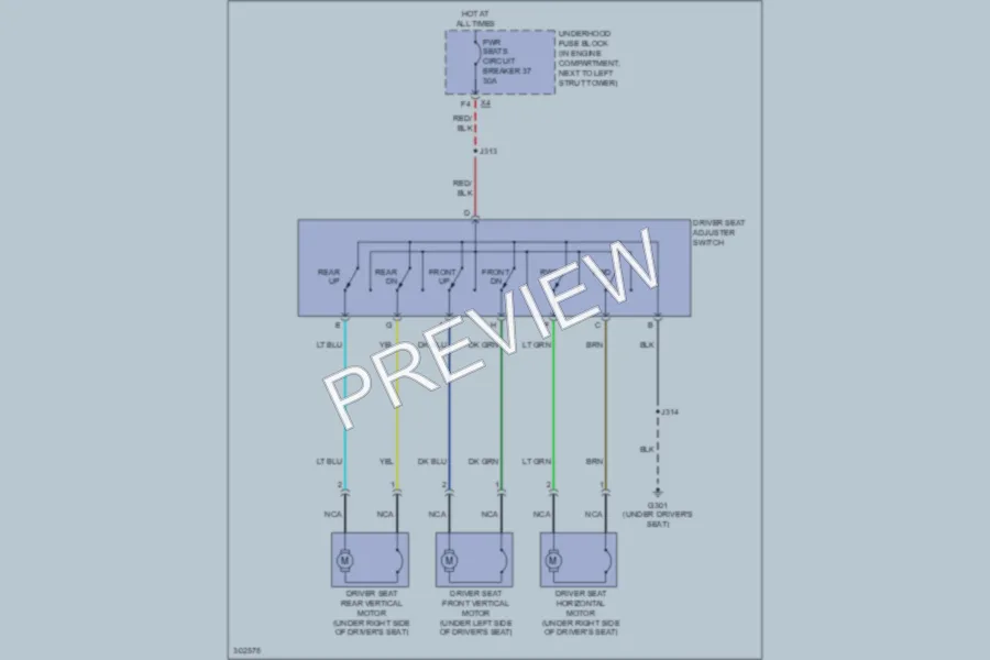 2009 Chevrolet HHR Power Seats wiring diagram preview