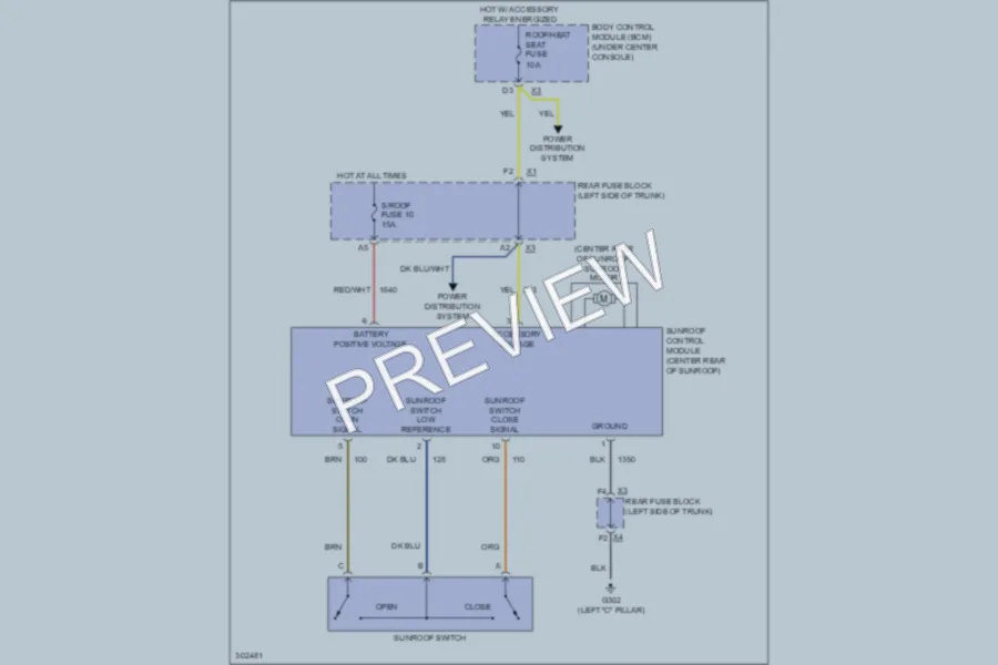 2009 Chevrolet Malibu Power Top Sunroof wiring diagram preview