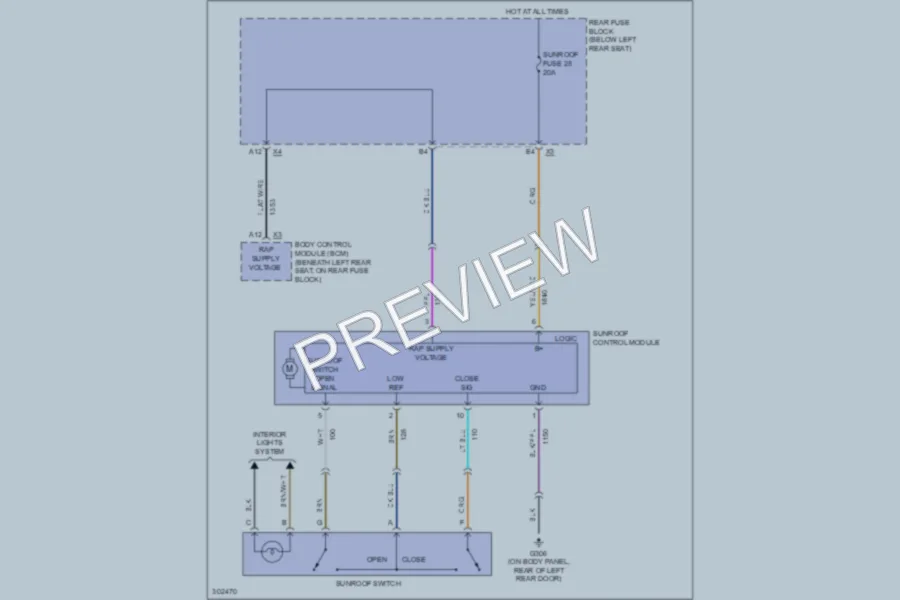 2009 Chevrolet TrailBlazer Power Top Sunroof wiring diagram preview