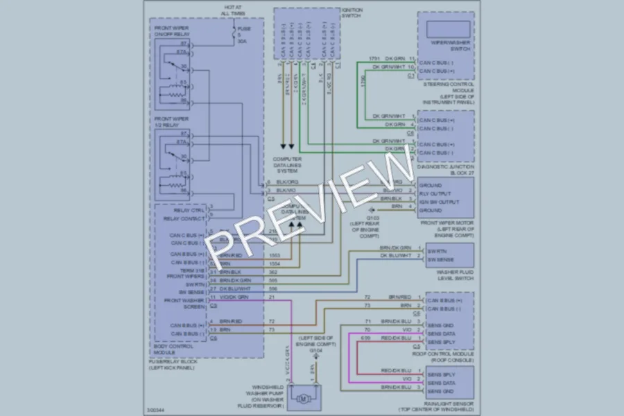 2009 Dodge 3500Sprinter Wiper Washer wiring diagram preview