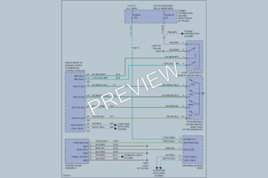 2009 Dodge Challenger Shift Interlock wiring diagram preview