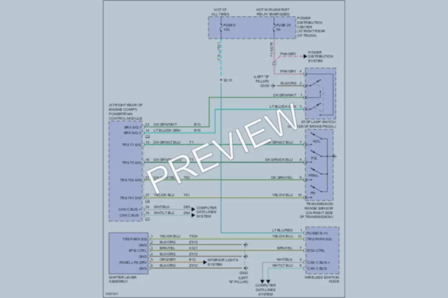2009 Dodge Charger Shift Interlock wiring diagram preview