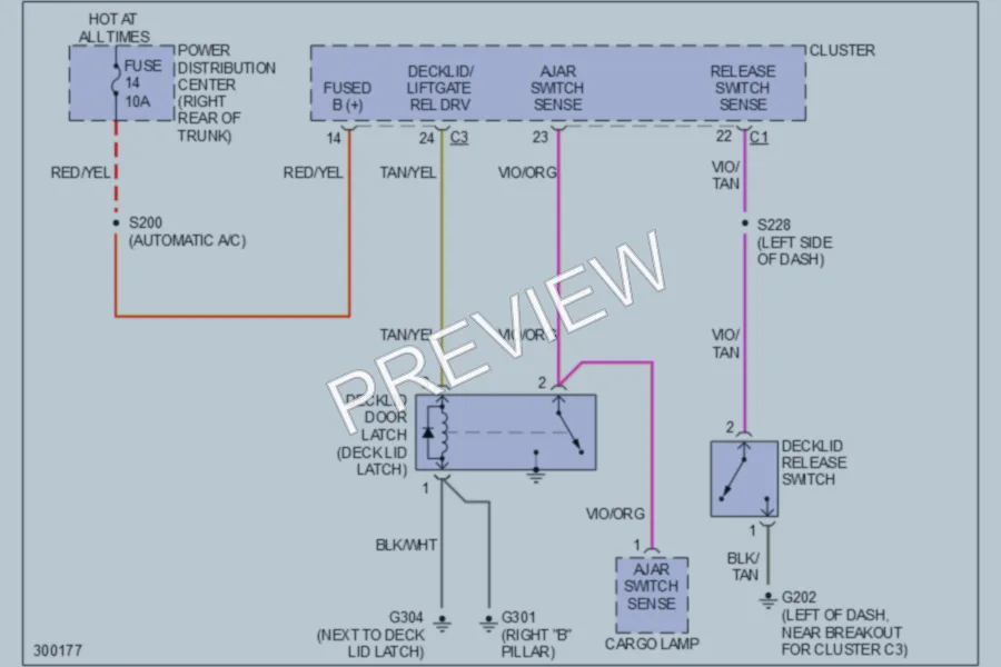 2009 Dodge Charger Trunk Tailgate Fuel Door wiring diagram preview