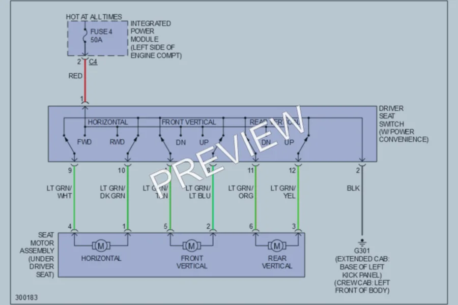 2009 Dodge Dakota Power Seats wiring diagram preview