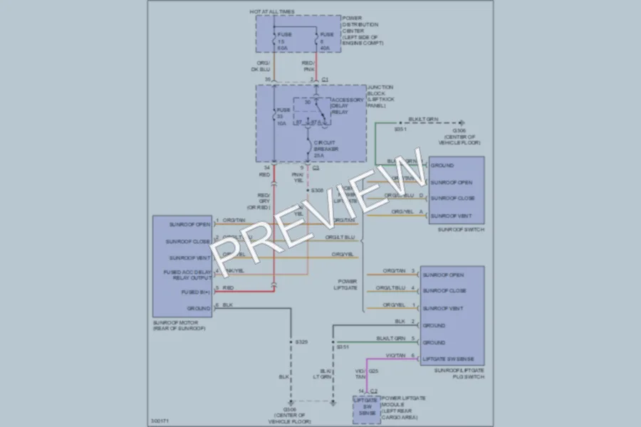 2009 Dodge Durango Power Top Sunroof wiring diagram preview