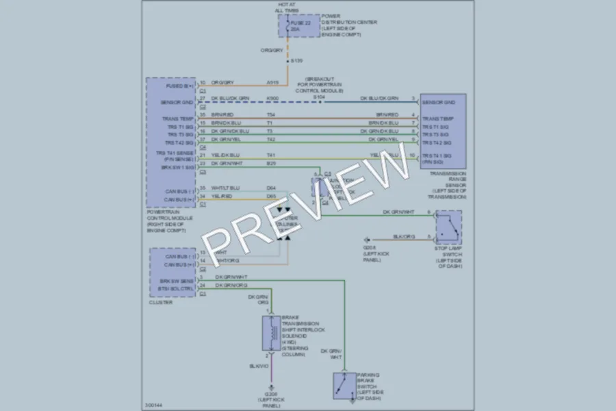 2009 Dodge Durango Shift Interlock wiring diagram preview