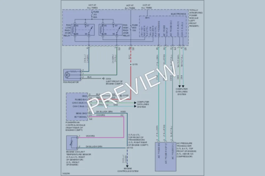 2009 Dodge R1500 Cooling Fan wiring diagram preview