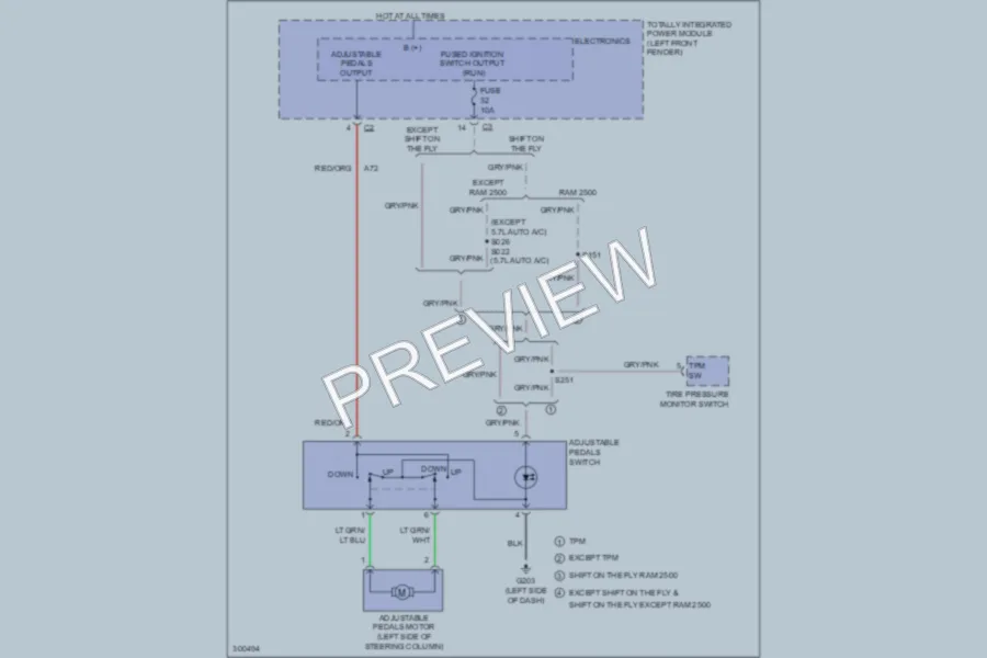 2009 Dodge R2500 Power Seats wiring diagram preview