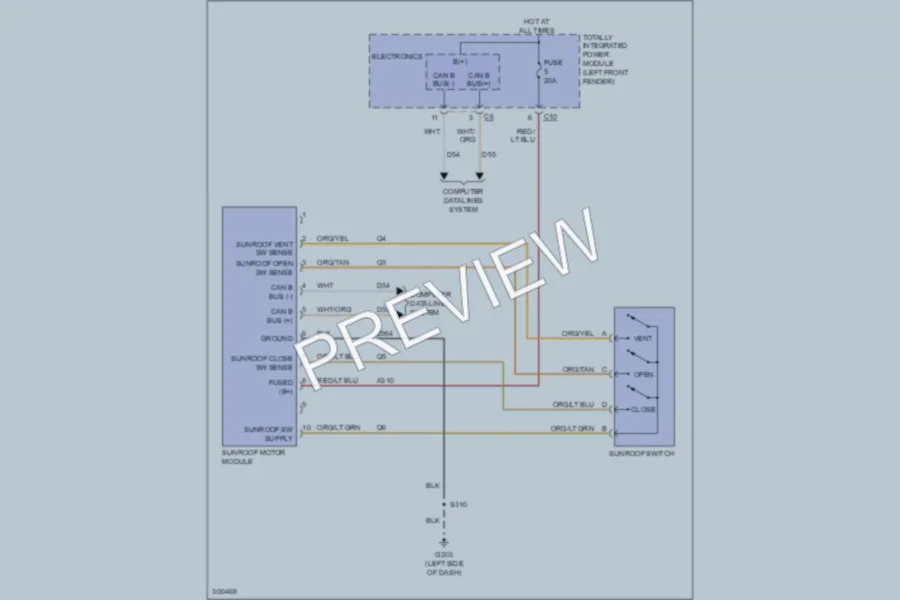 2009 Dodge R2500 Power Top Sunroof wiring diagram preview