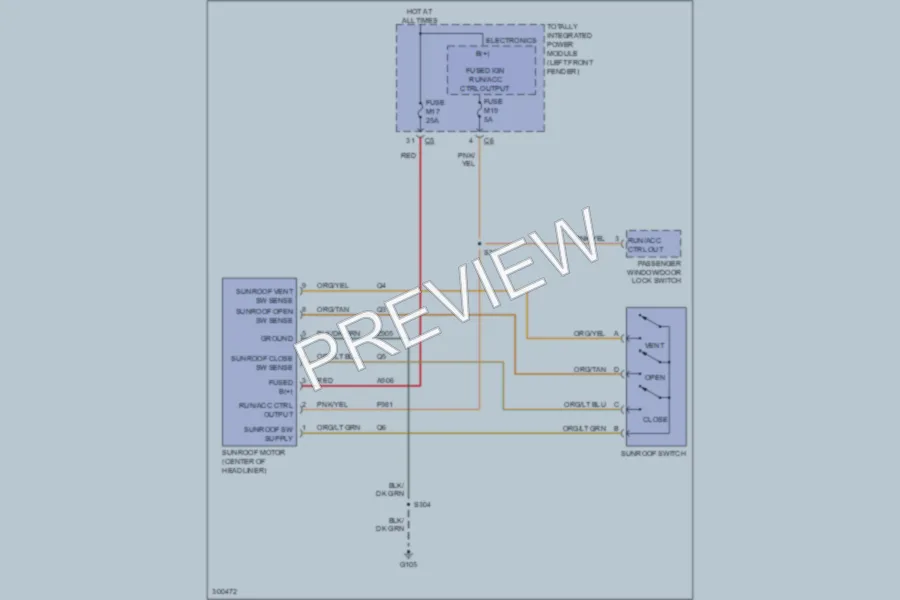 2009 Dodge R1500 Power Top Sunroof wiring diagram preview