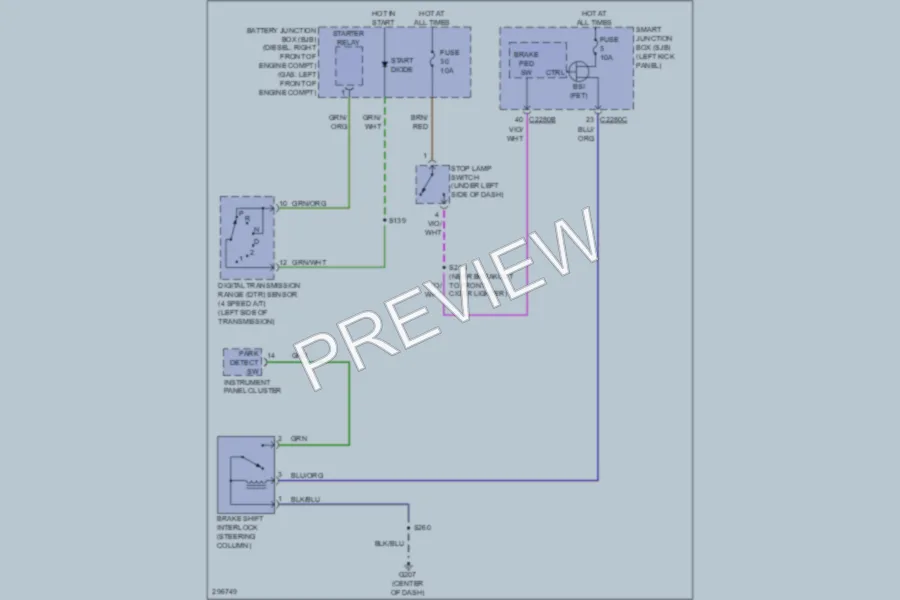 2009 Ford E250 Shift Interlock wiring diagram preview