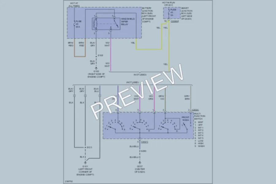 2009 Ford E350 Super Duty Wiper Washer wiring diagram preview