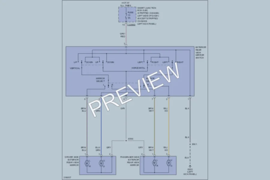 2009 Ford E250 Power Mirrors wiring diagram preview