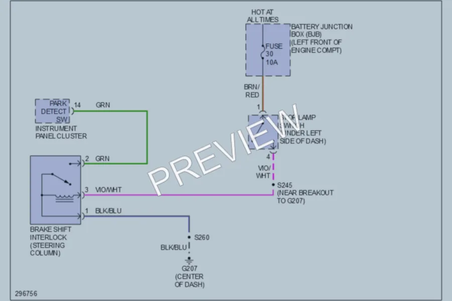 2009 Ford E450Econoline Shift Interlock wiring diagram preview