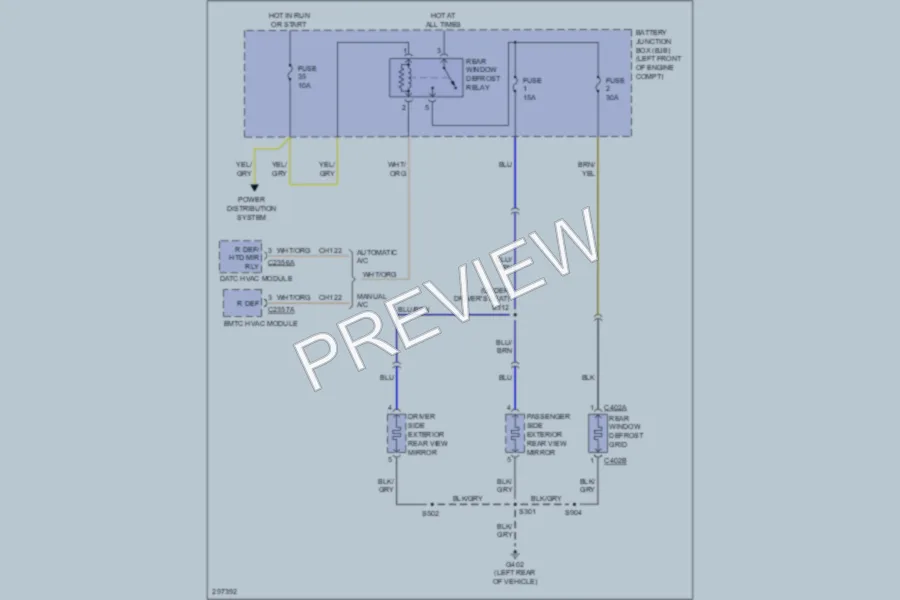 2009 Ford Escape Defoggers wiring diagram preview