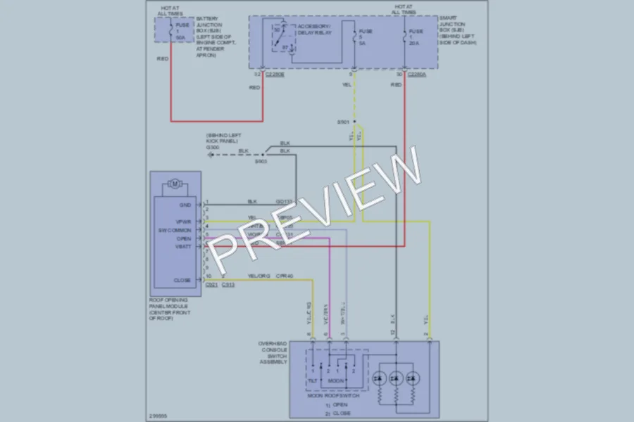 2009 Ford Explorer Power Top Sunroof wiring diagram preview