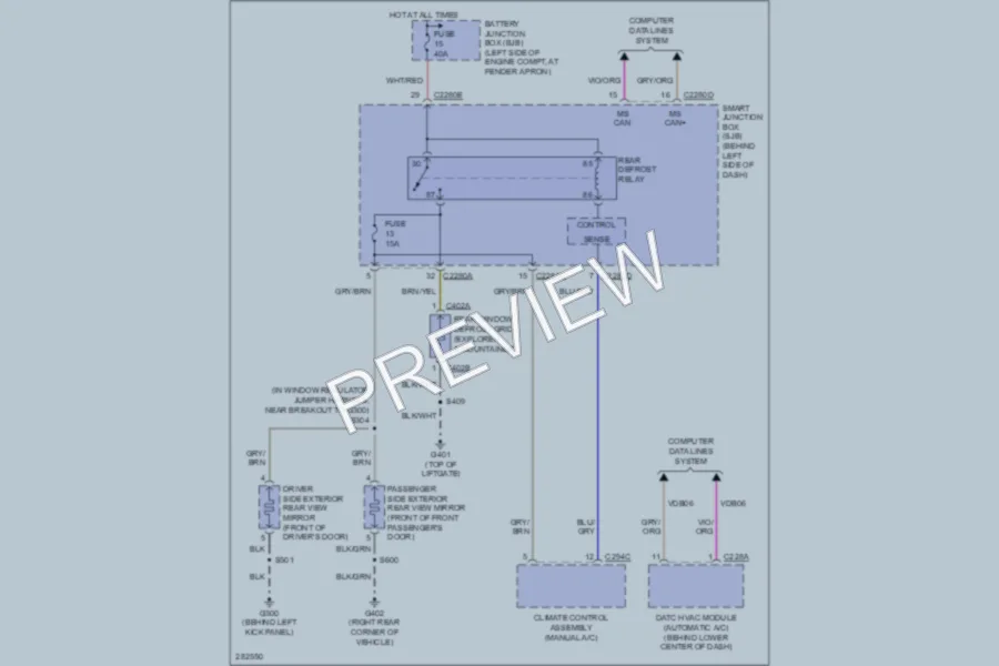 2009 Ford ExplorerSportTrac Defoggers wiring diagram preview