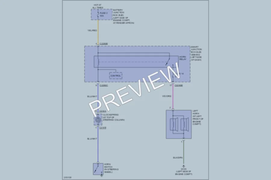 2009 Ford ExplorerSportTrac Horn wiring diagram preview