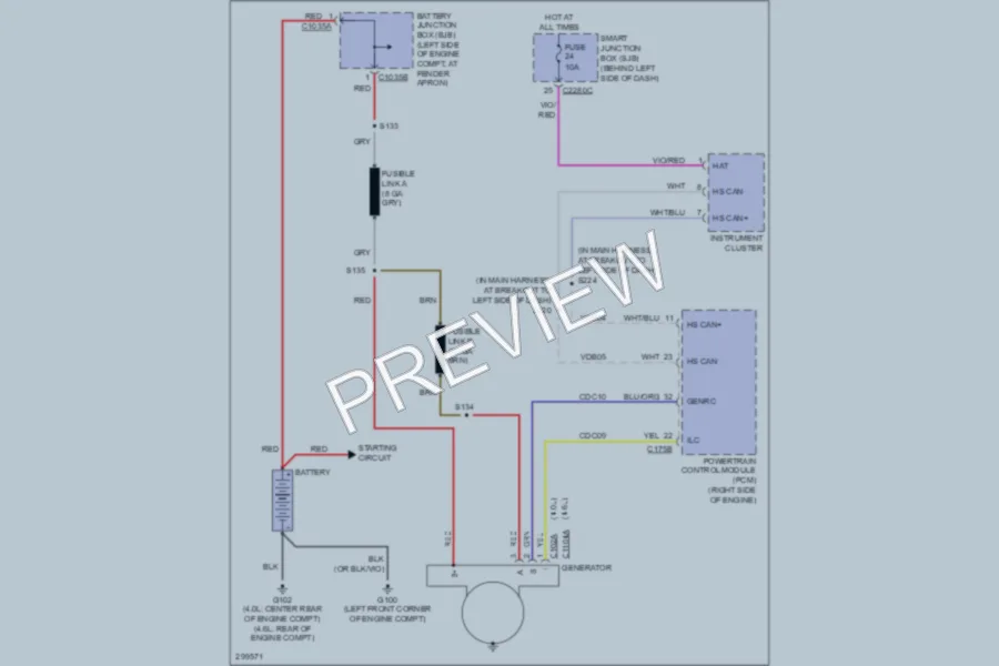 2009 Ford ExplorerSportTrac Starting Charging wiring diagram preview