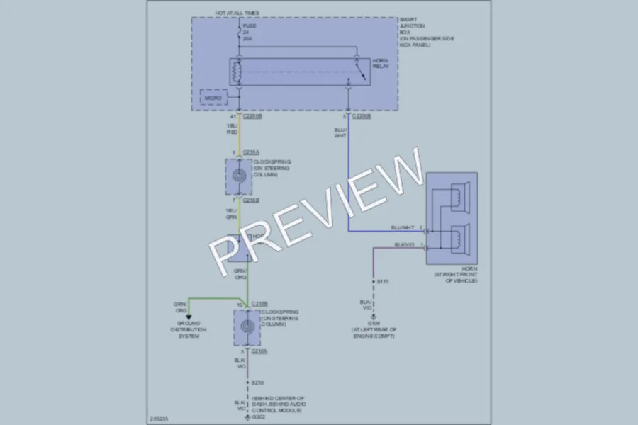 2009 Ford F350 Super Duty Horn wiring diagram preview