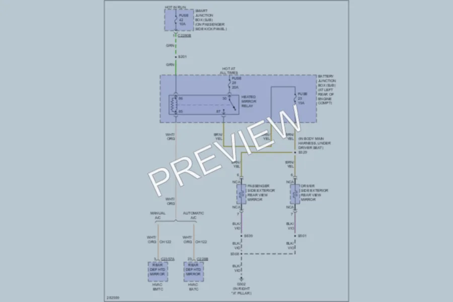 2009 Ford F350 Super Duty Defoggers wiring diagram preview