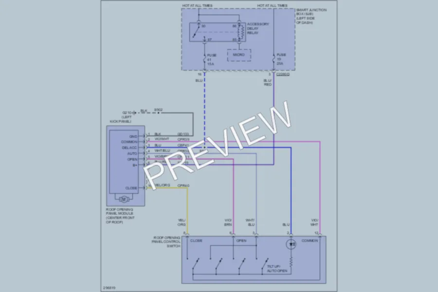 2009 Ford Flex Power Top Sunroof wiring diagram preview