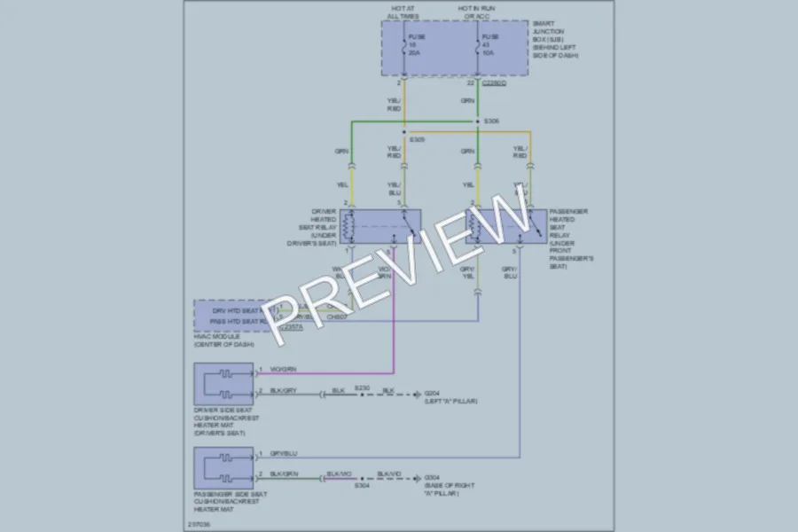 2009 Ford Focus Power Seats wiring diagram preview