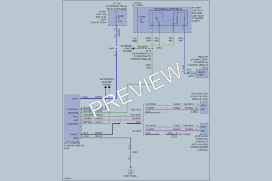 2009 Ford TaurusX Power Mirrors wiring diagram preview