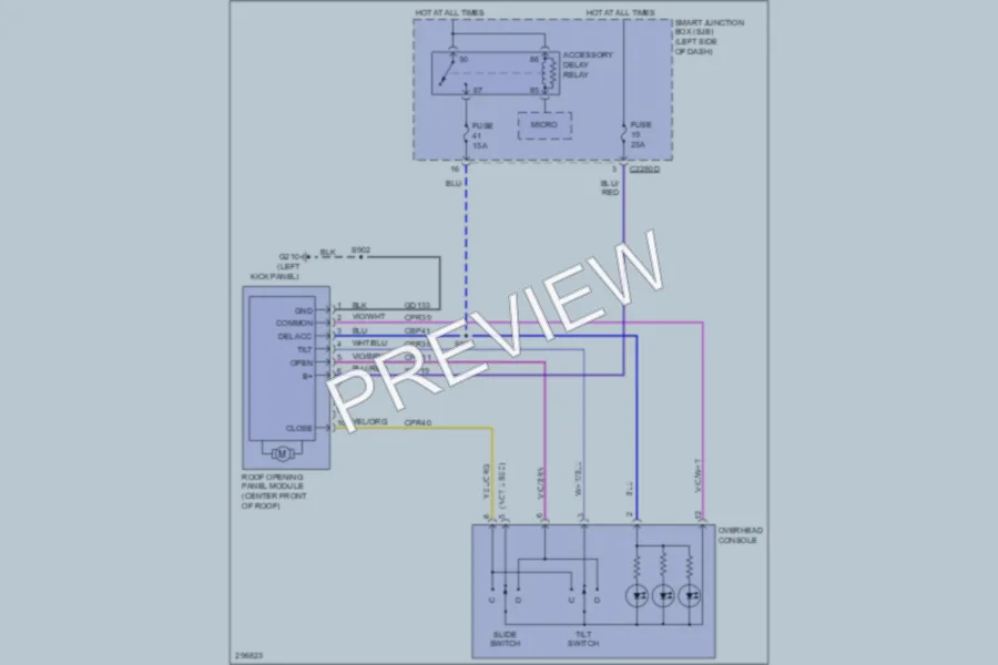2009 Ford TaurusX Power Top Sunroof wiring diagram preview