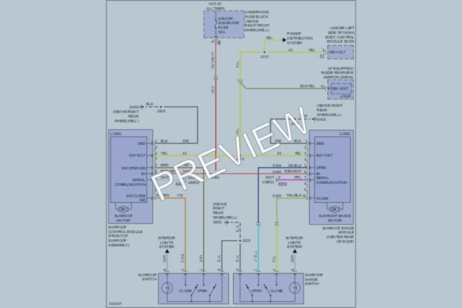 2009 GMC Acadia Power Top Sunroof wiring diagram preview
