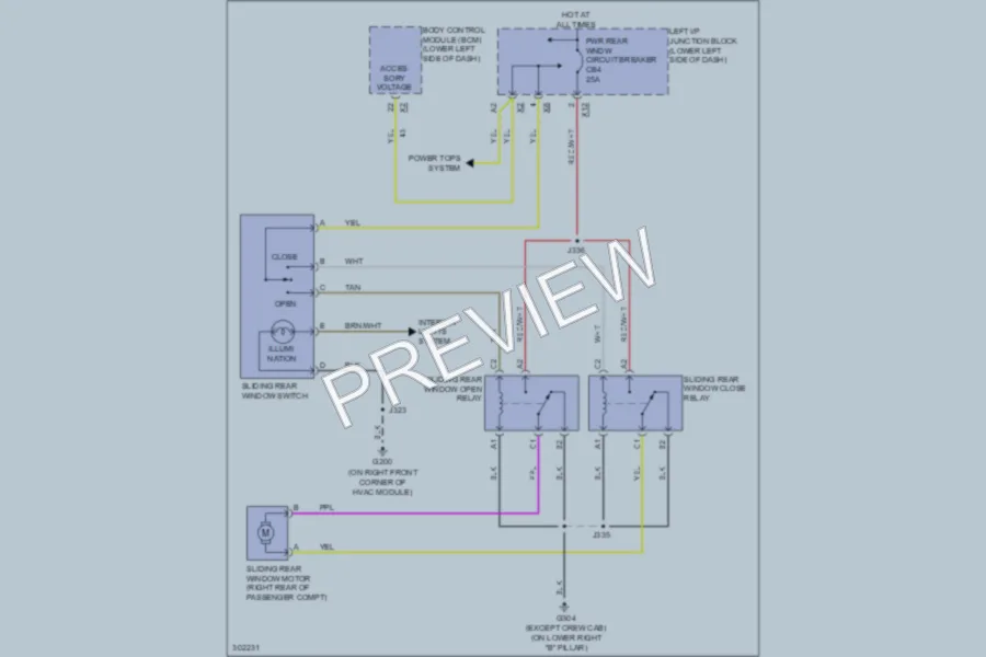 2009 GMC 2500 Hd Power Windows wiring diagram preview